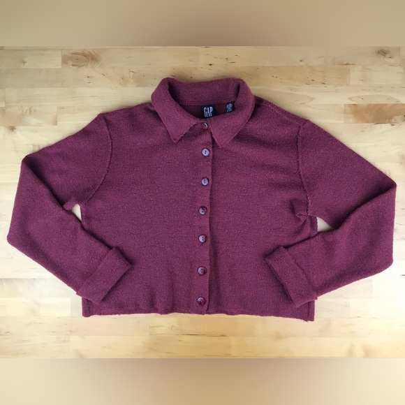 SOLD: Vintage GAP Cropped Sweater Cardigan Medium Wool Blend Made in Italy - Picture 1 of 14